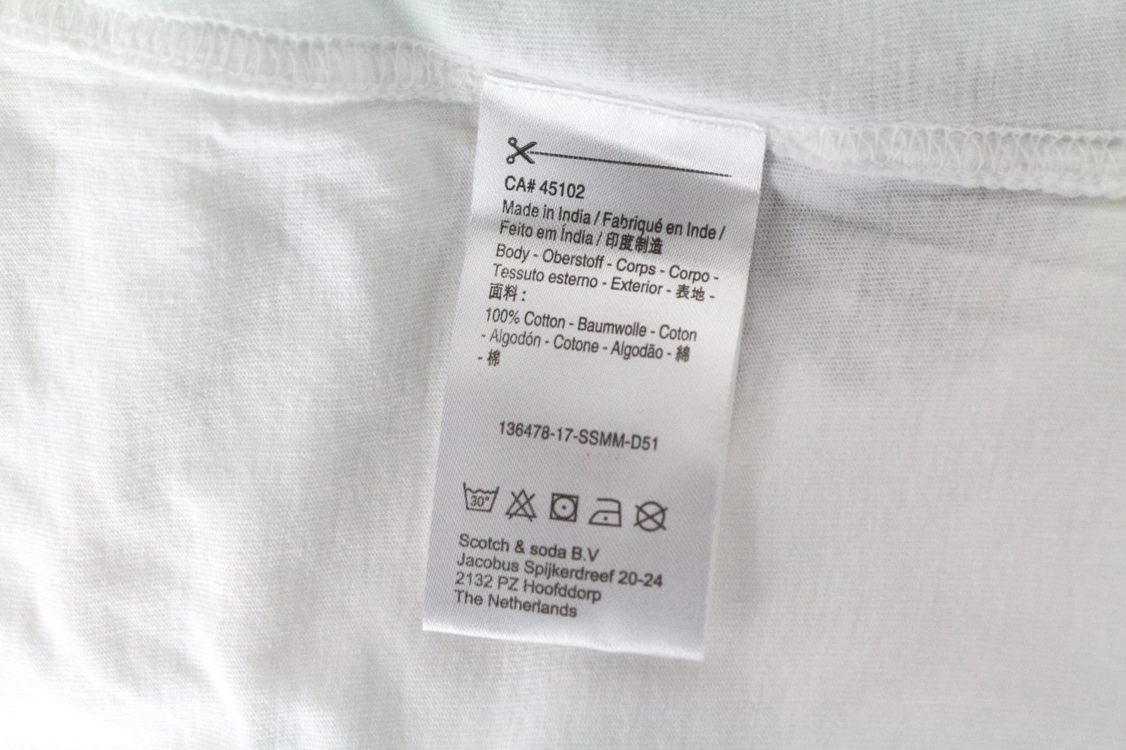 SCOTCH & SODA Ams Couture Men T-Shirt 2XL White Cotton Short Sleeved Pull On