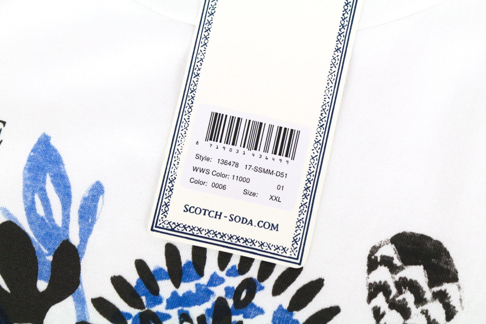 SCOTCH & SODA Ams Couture Men T-Shirt 2XL White Cotton Short Sleeved Pull On