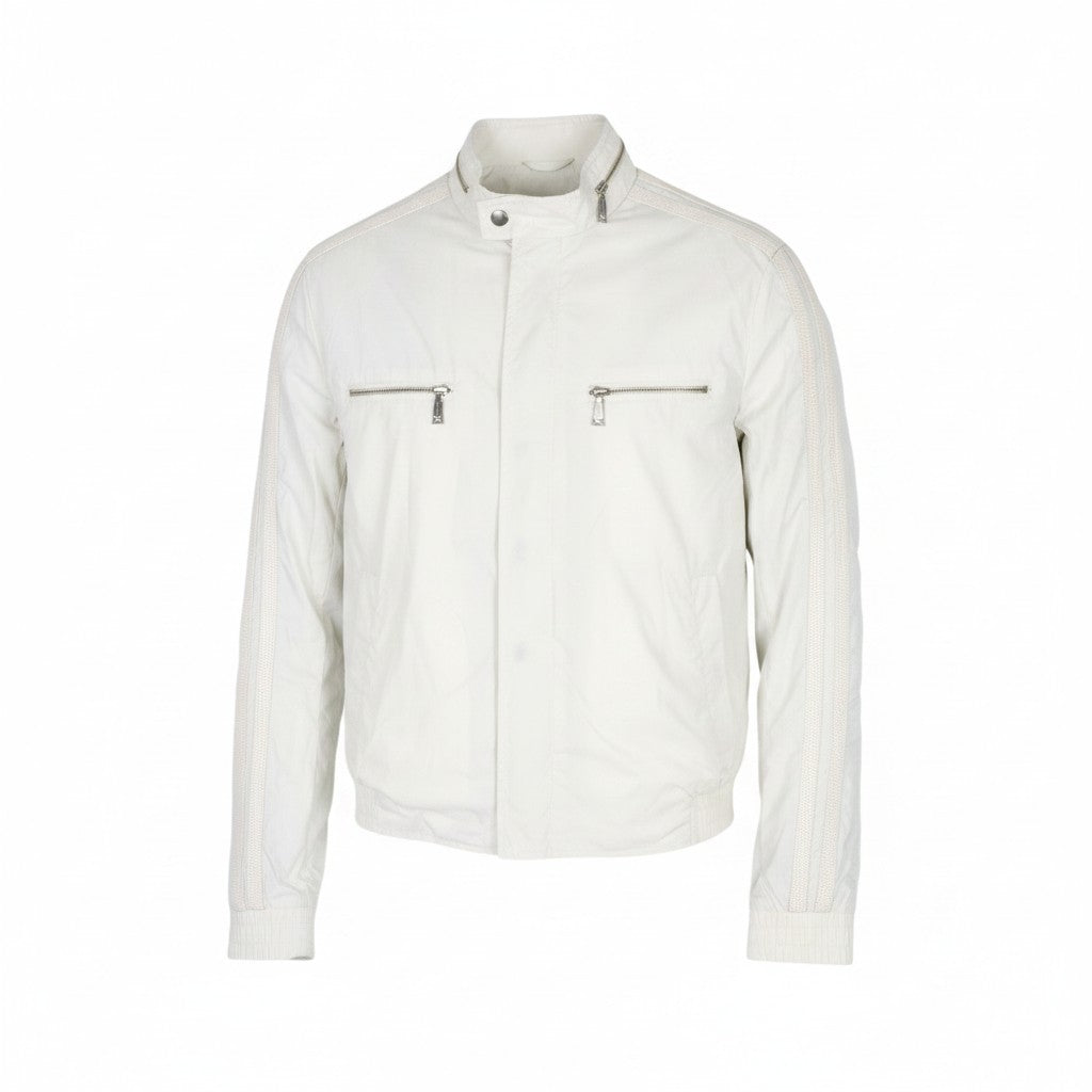 RICHMOND Men Jacket 56 XL Off-White Lightweight Multi Pocket Zipped Casual