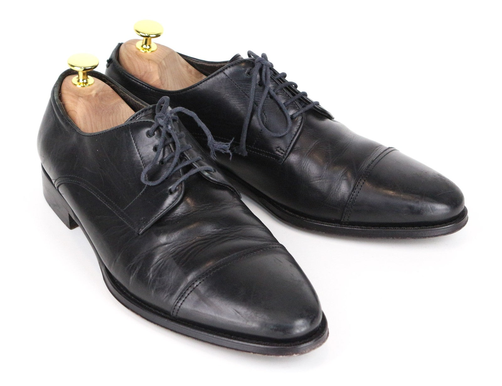 SUITSUPPLY Men Formal Shoes EU40.5 Black Genuine Leather Classic Laced Low-Top