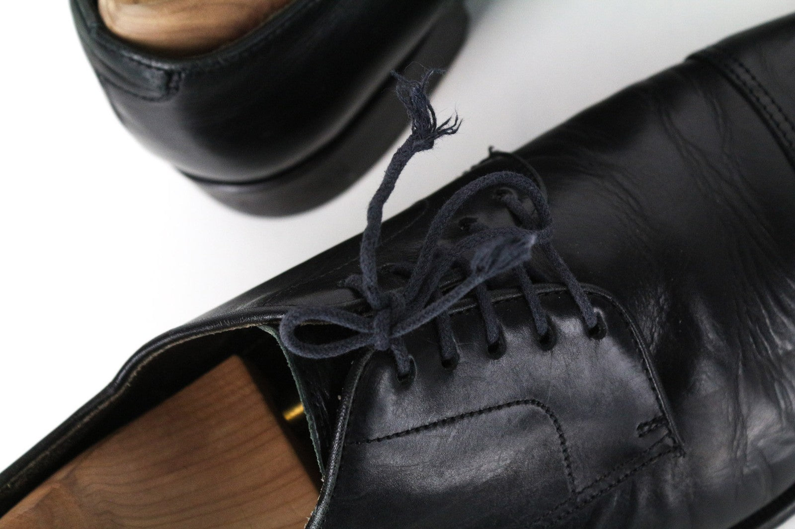 SUITSUPPLY Men Formal Shoes EU40.5 Black Genuine Leather Classic Laced Low-Top