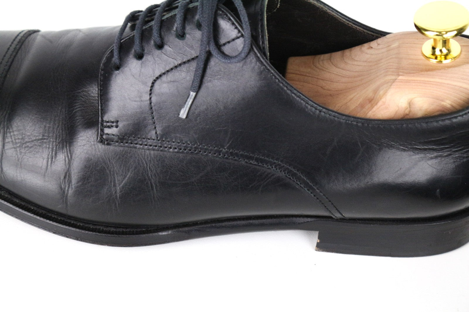 SUITSUPPLY Men Formal Shoes EU40.5 Black Genuine Leather Classic Laced Low-Top