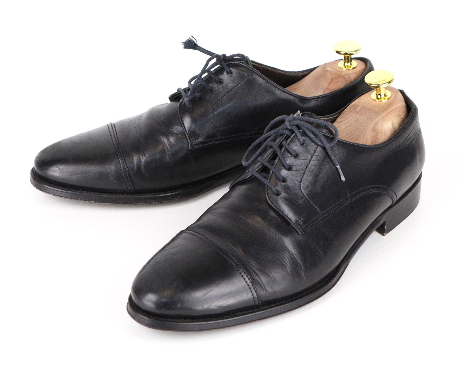 SUITSUPPLY Men Formal Shoes EU40.5 Black Genuine Leather Classic Laced Low-Top
