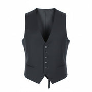 SUITSUPPLY Ferrara Men Waistcoat UK60R Black Slim Cut Pure Wool Twill Classic