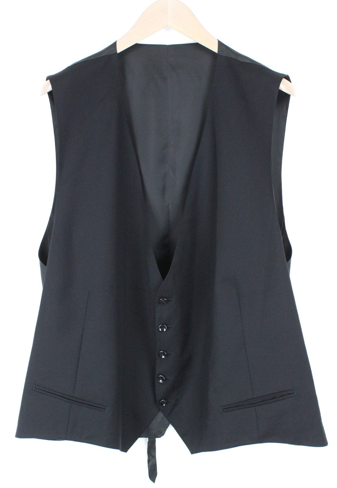 SUITSUPPLY Ferrara Men Waistcoat UK60R Black Slim Cut Pure Wool Twill Classic
