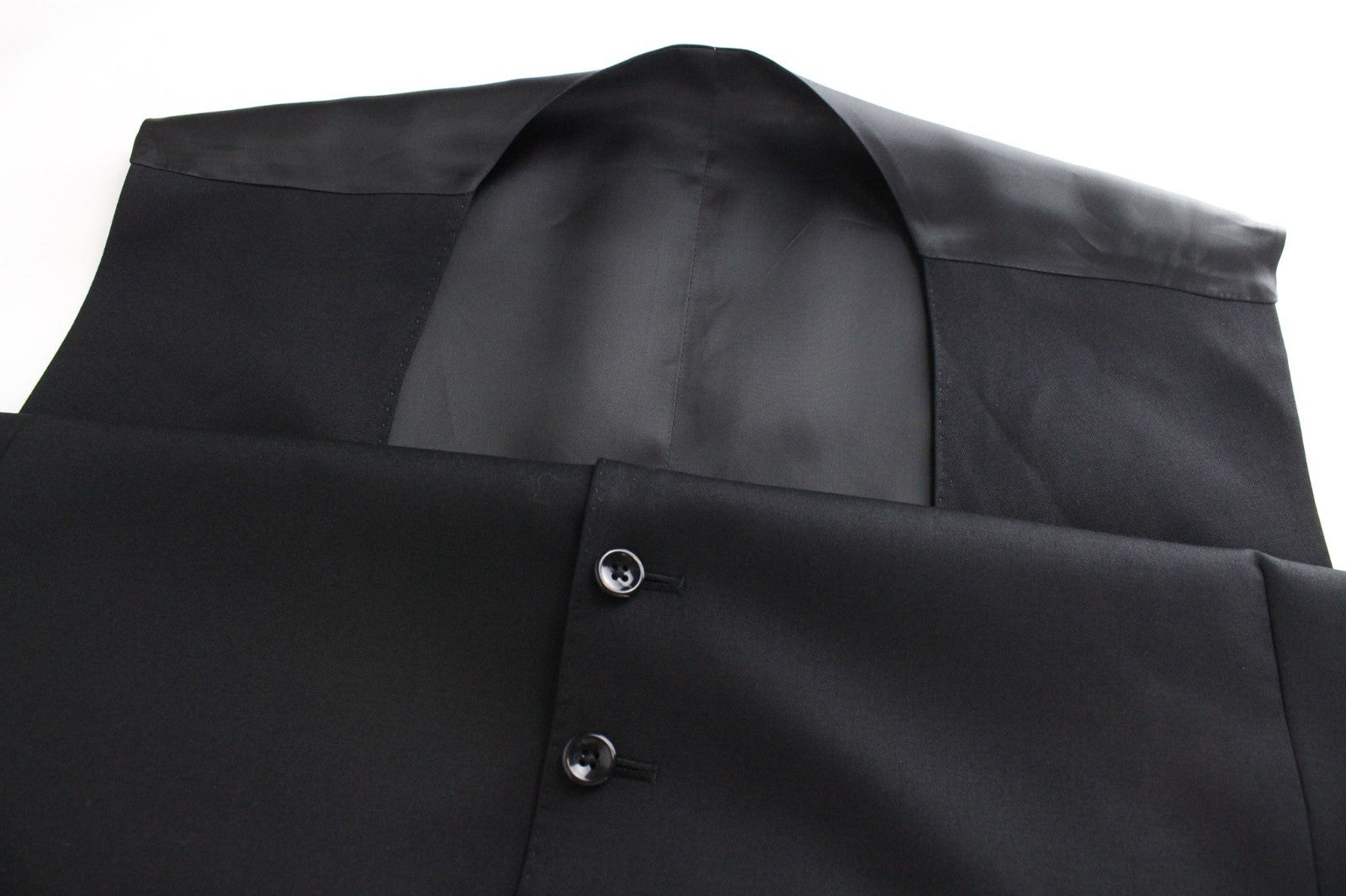 SUITSUPPLY Ferrara Men Waistcoat UK60R Black Slim Cut Pure Wool Twill Classic