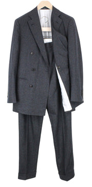 SUITSUPPLY La Spalla Men Suit UK38R Grey 2Pc Two-Row Circular Wool Flannel Slim
