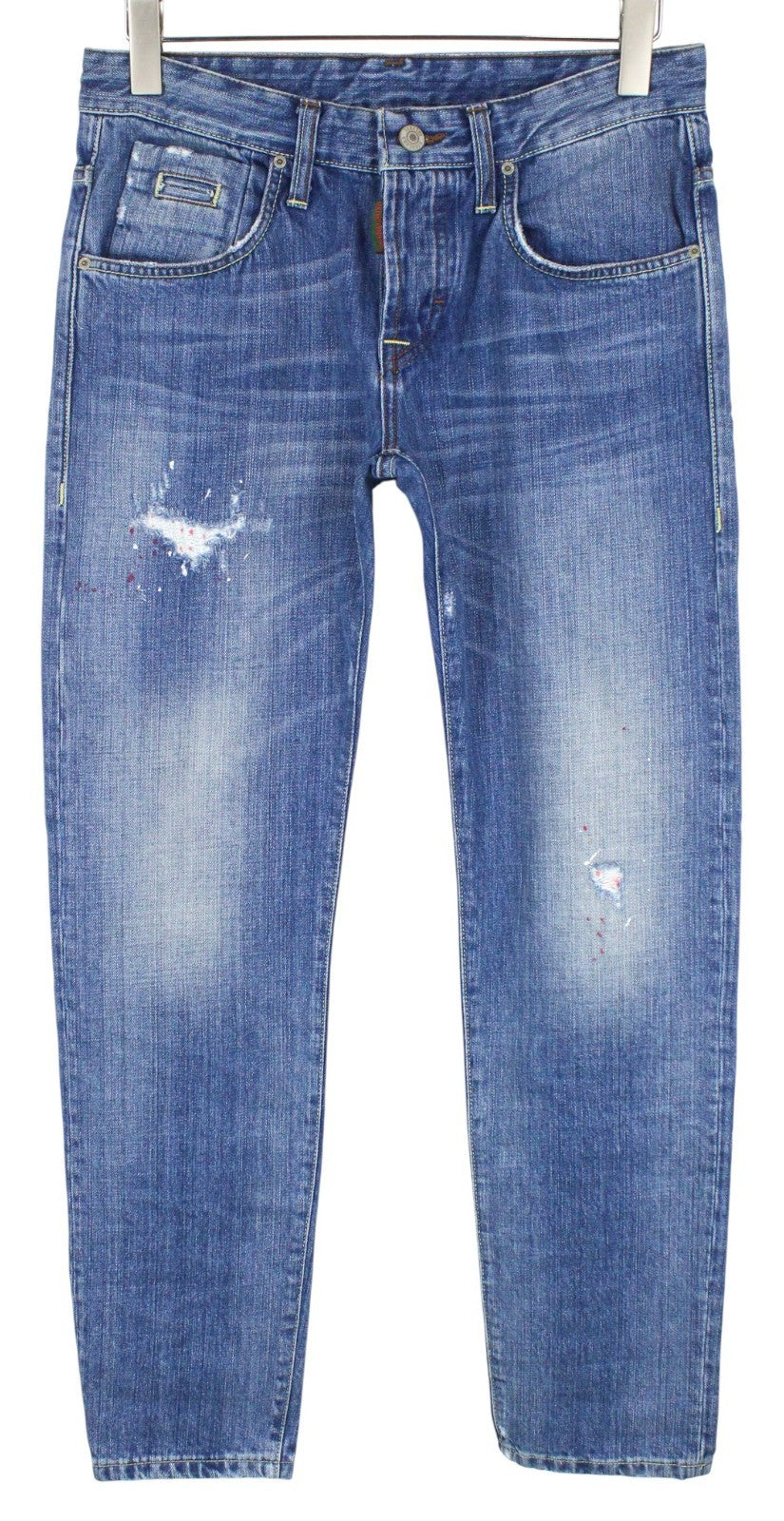 TAKESHY KUROSAWA TK 72 Men Jeans W32 Blue Distressed Slim Tapered Non-Stretch