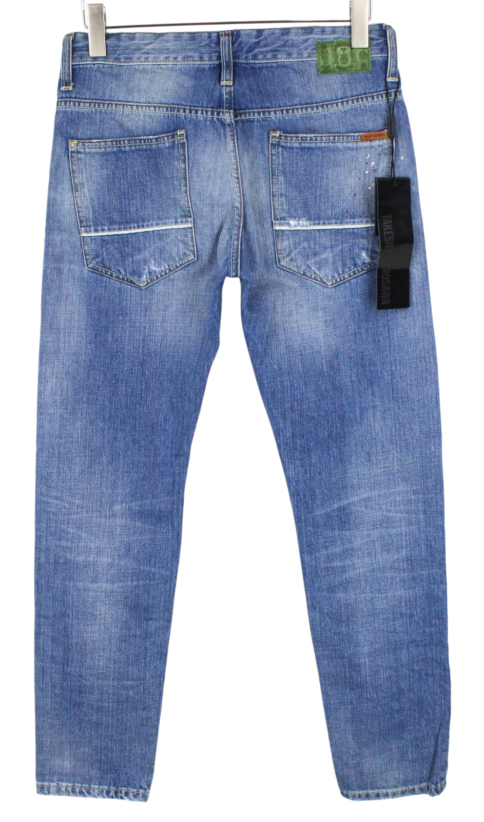 TAKESHY KUROSAWA TK 72 Men Jeans W32 Blue Distressed Slim Tapered Non-Stretch