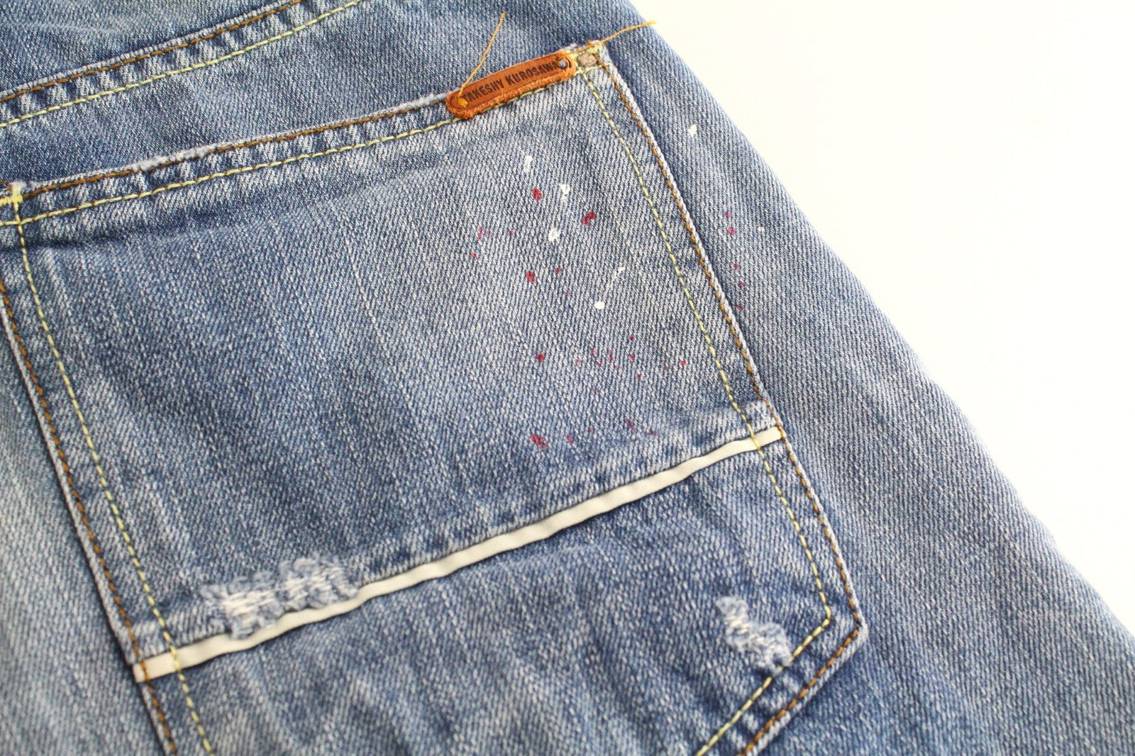 TAKESHY KUROSAWA TK 72 Men Jeans W32 Blue Distressed Slim Tapered Non-Stretch
