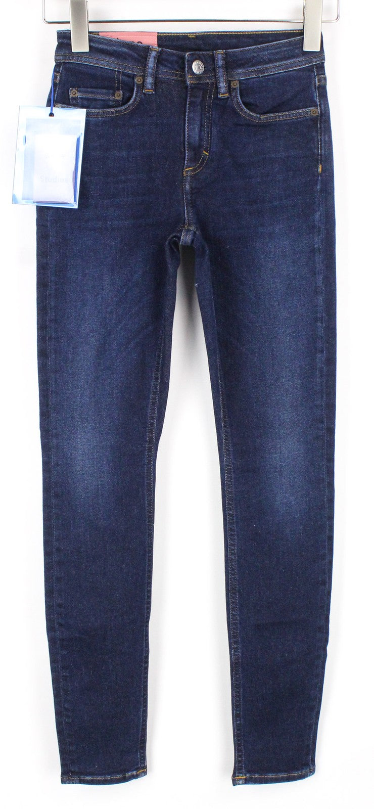 ACNE STUDIOS Climb Women Jeans W23/L32 Dark Blue Skinny Stretch Classic Zip-Fly