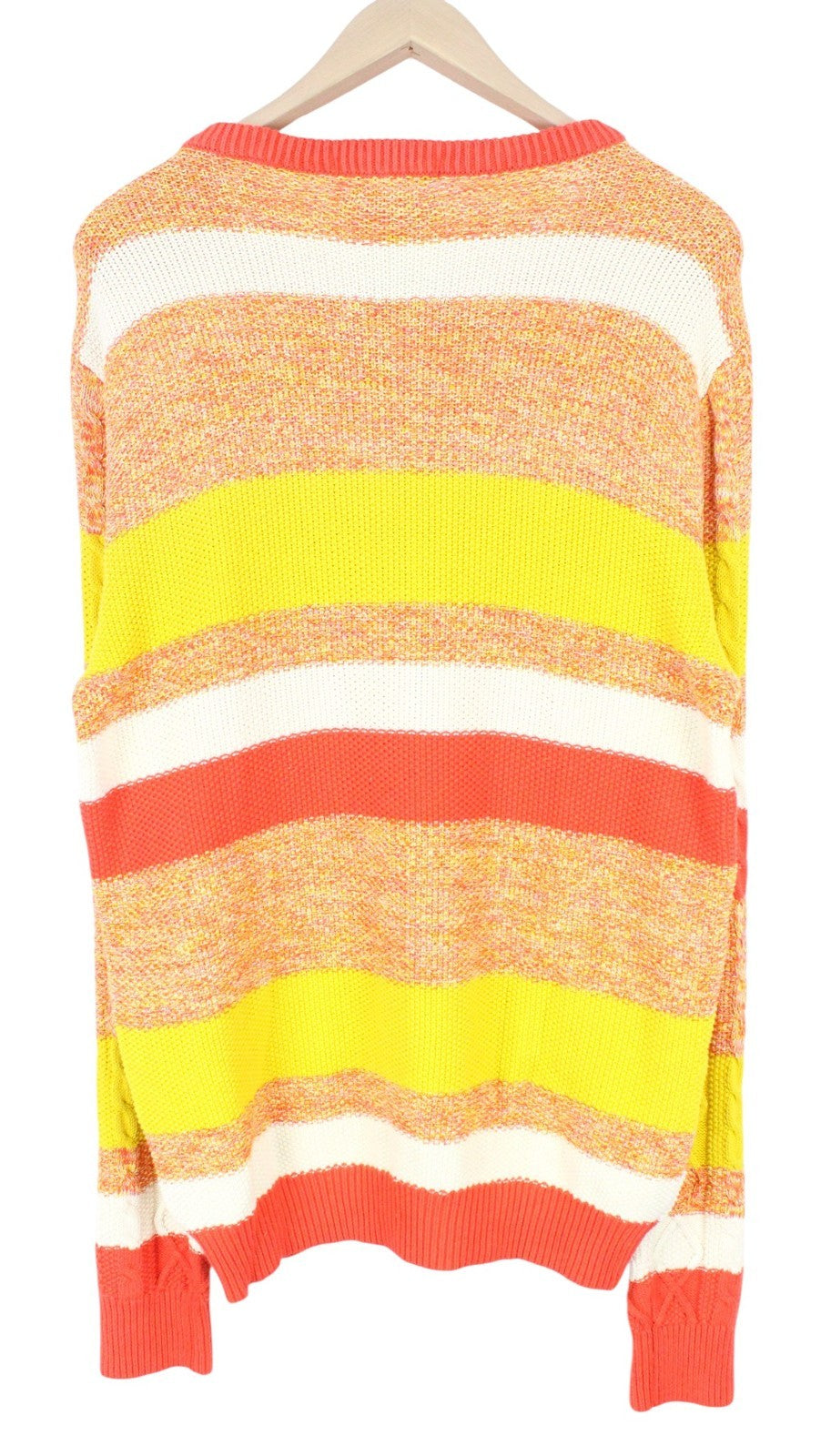 SCOTCH & SODA Men Jumper L Orange Striped Cable-Knit Crew Neck Sweater Cotton
