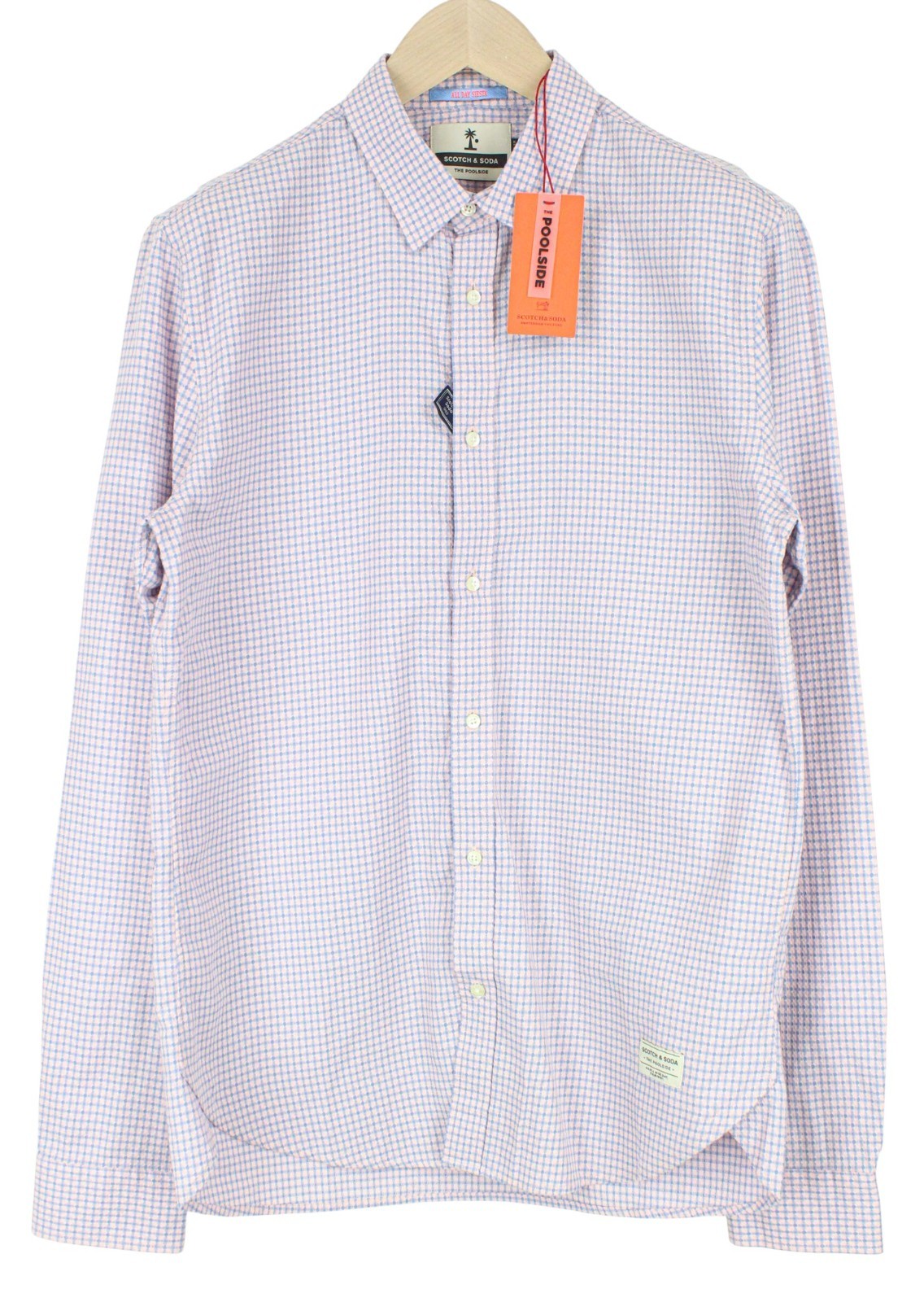 SCOTCH & SODA Men Shirt M Light Pink Patterned Button Up Pure Cotton Classic