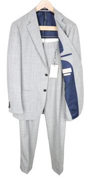 SUITSUPPLY Havana Patch Men Suit UK40L Wool S120s Grey 2-Piece Melange Slim