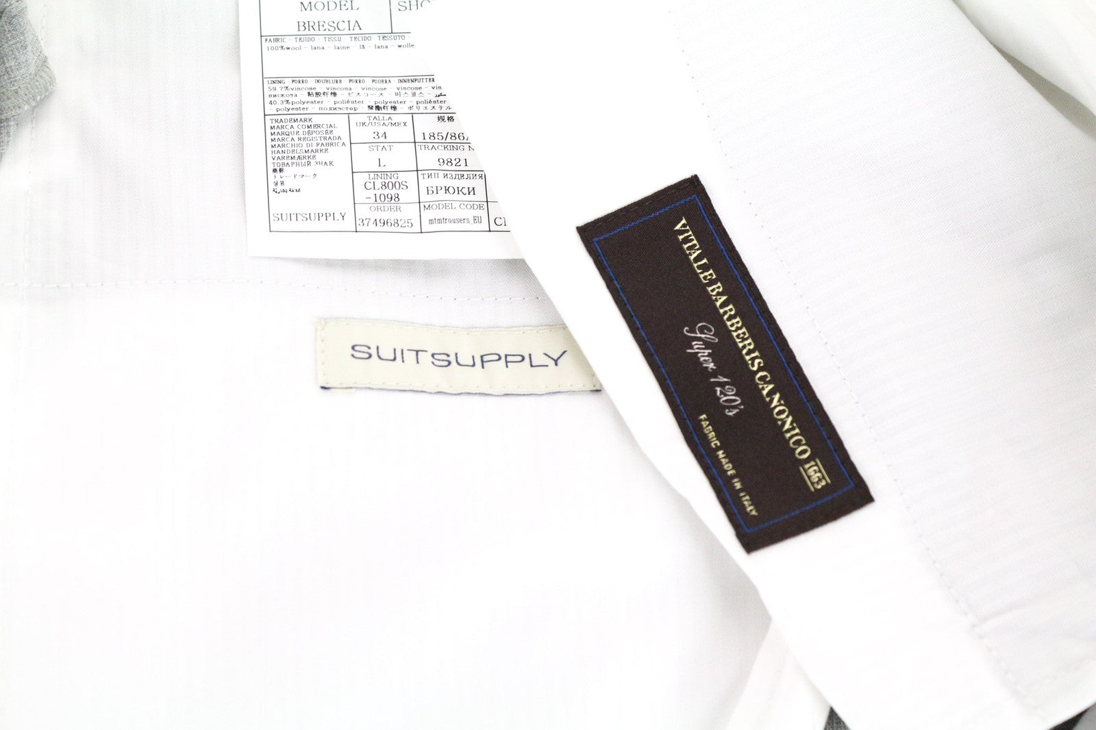 SUITSUPPLY Havana Patch Men Suit UK40L Wool S120s Grey 2-Piece Melange Slim