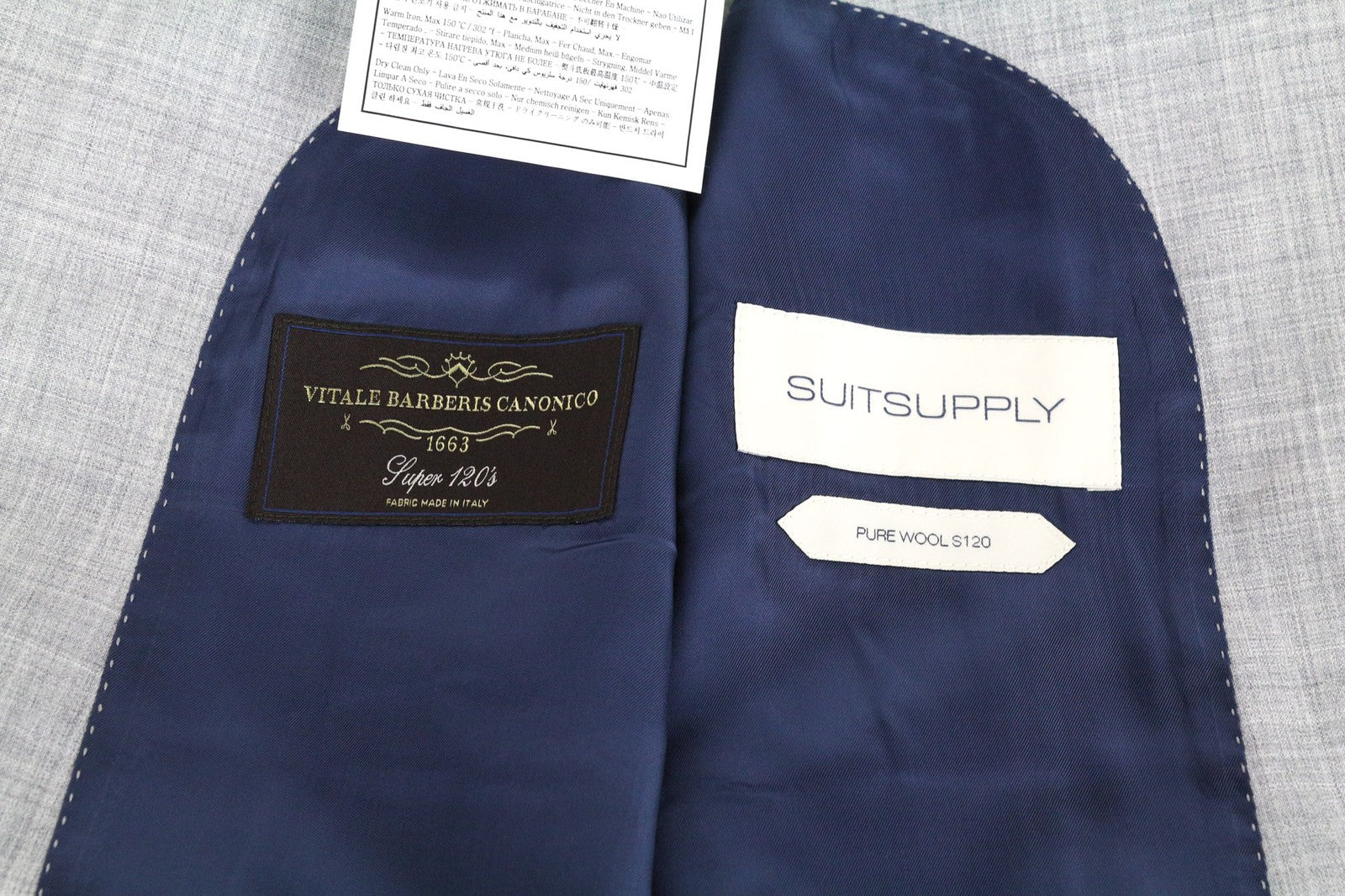 SUITSUPPLY Havana Patch Men Suit UK40L Wool S120s Grey 2-Piece Melange Slim