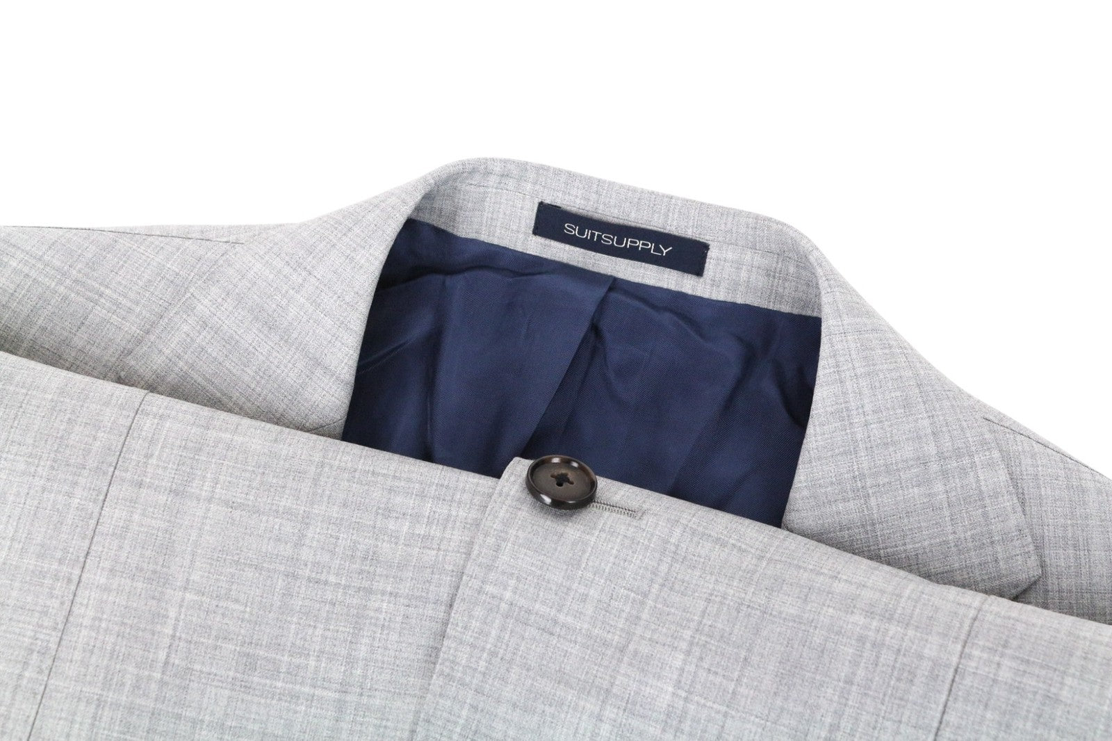 SUITSUPPLY Havana Patch Men Suit UK40L Wool S120s Grey 2-Piece Melange Slim