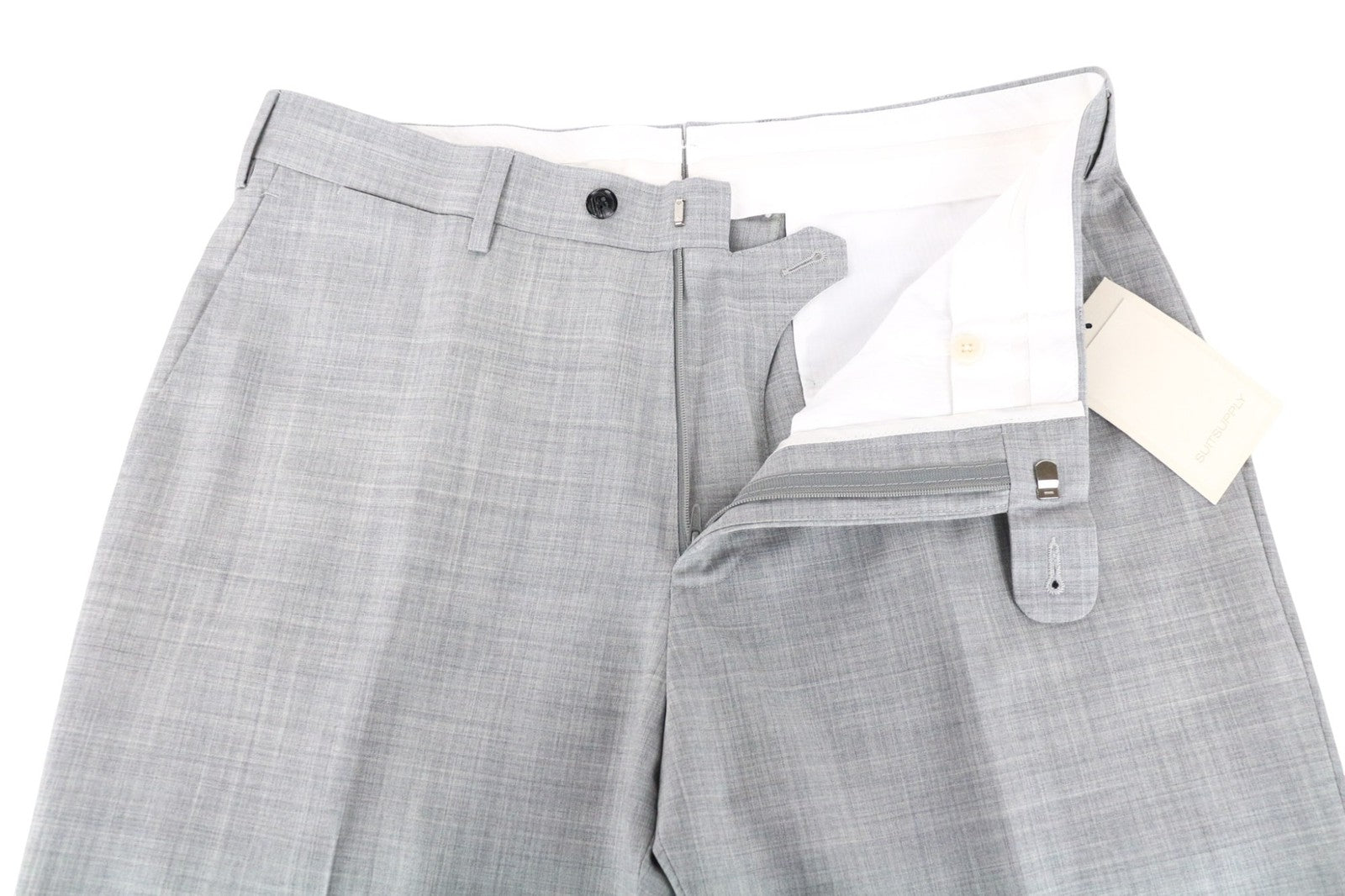 SUITSUPPLY Havana Patch Men Suit UK40L Wool S120s Grey 2-Piece Melange Slim