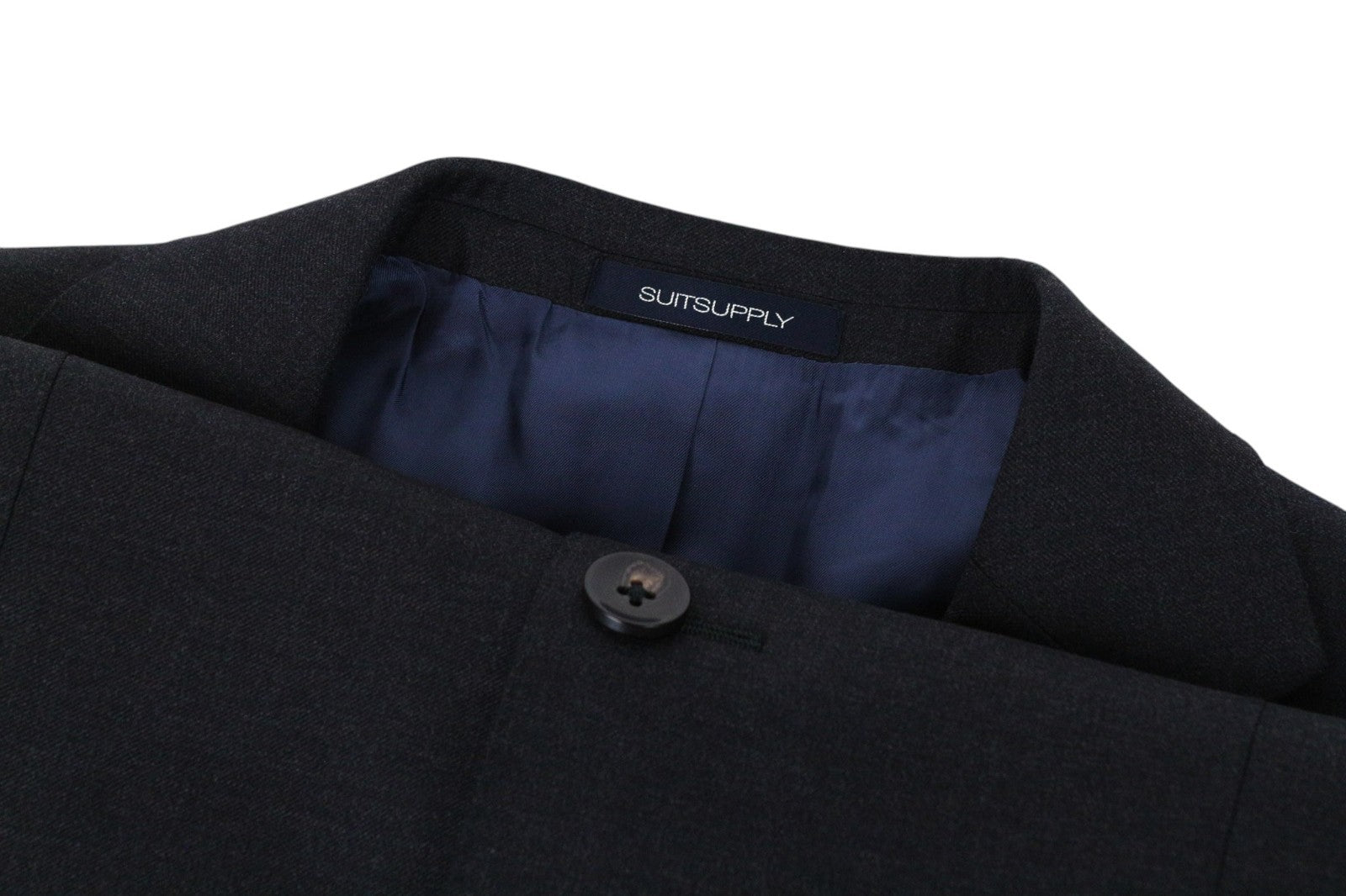 SUITSUPPLY Napoli Men Suit UK38L Dark Grey 2-Piece Melange Pure Wool Lined