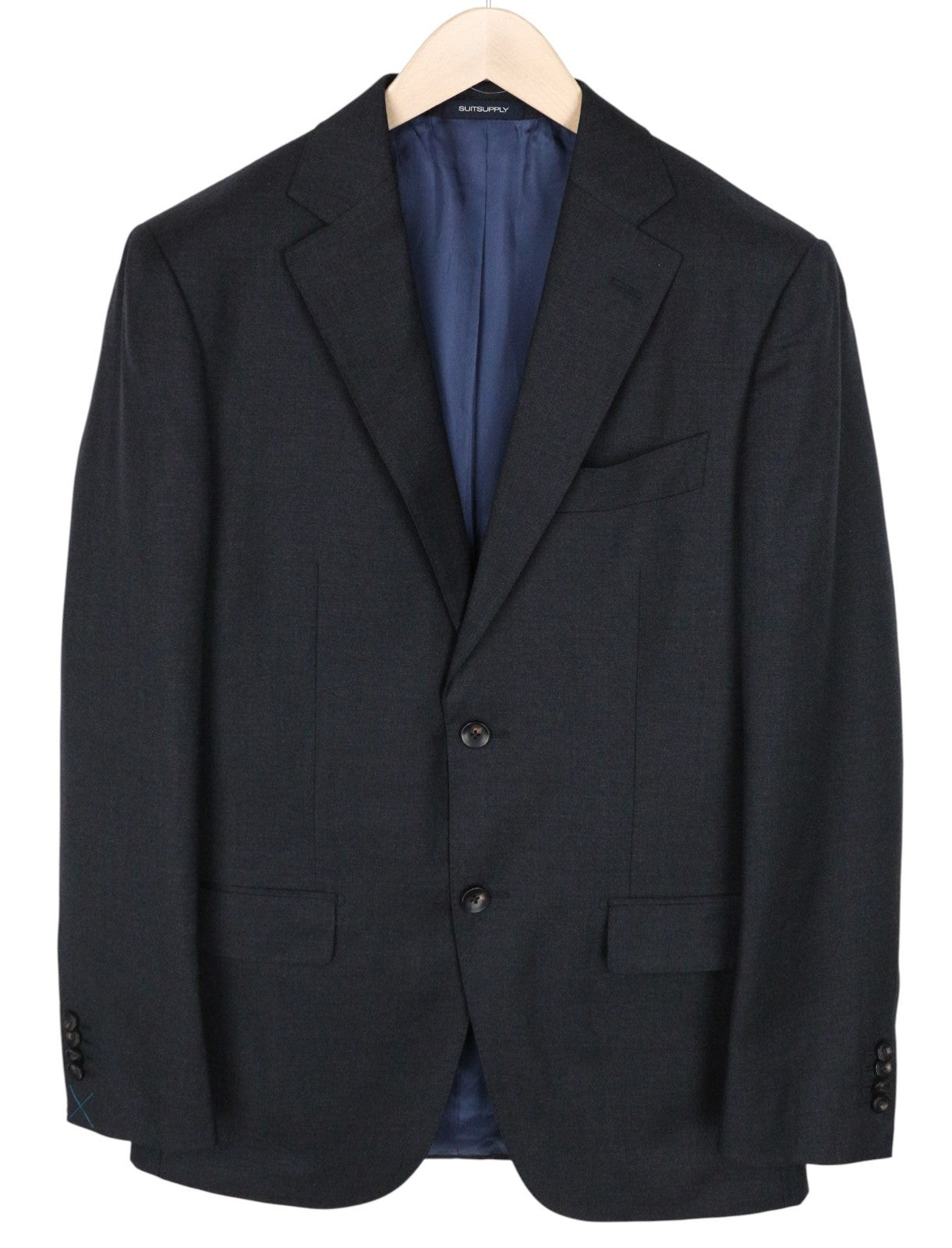 SUITSUPPLY Napoli Men Suit UK38L Dark Grey 2-Piece Melange Pure Wool Lined