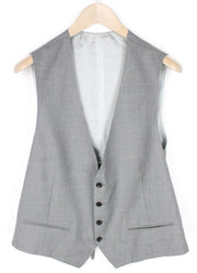 SUITSUPPLY Ferrara Men Waistcoat UK44R Mid Grey Melange Slim Pure Wool Twill