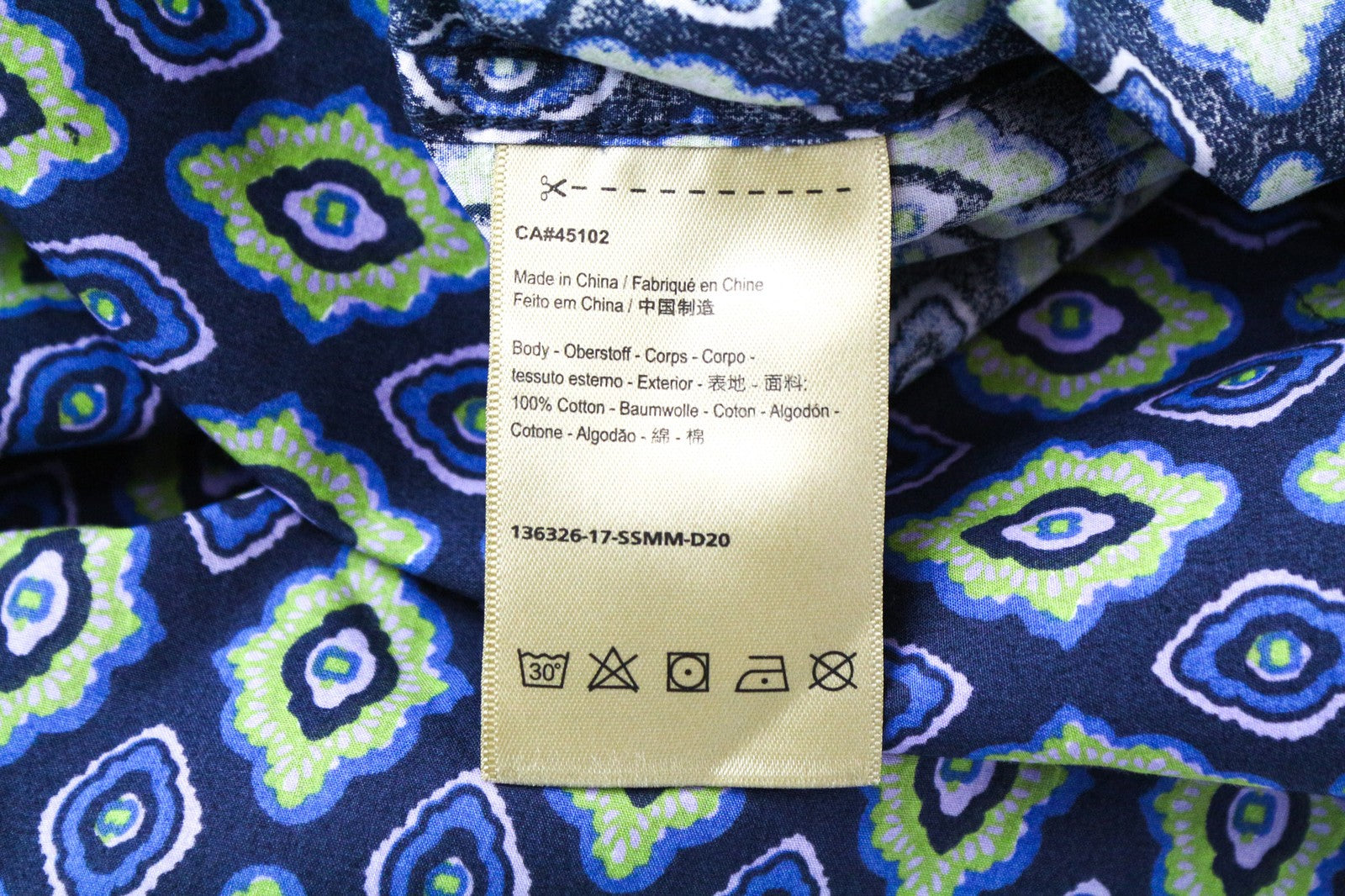 SCOTCH & SODA Men Shirt S Blue Graphic Print Button Up Pure Cotton Spread