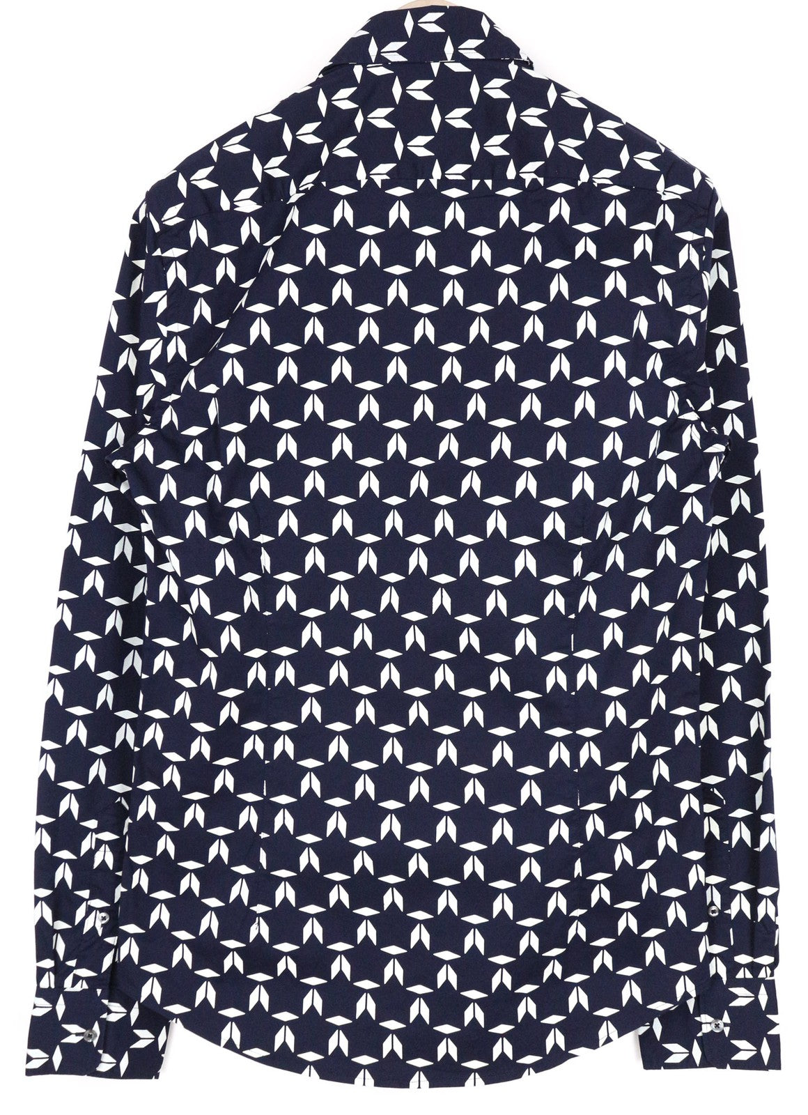 SCOTCH & SODA Men Shirt M Marine Blue Geometric Print Cotton Blend Stretch Slim