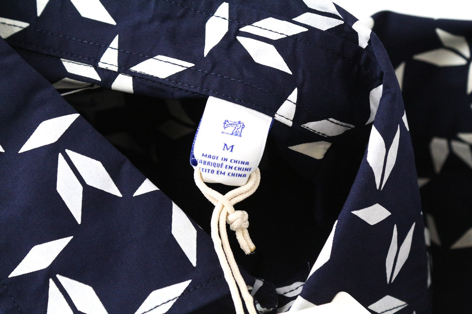 SCOTCH & SODA Men Shirt M Marine Blue Geometric Print Cotton Blend Stretch Slim