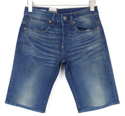 G-STAR Revend Men Shorts W28/L34 Blue Skinny Button-Fly Faded Cotton Stretch