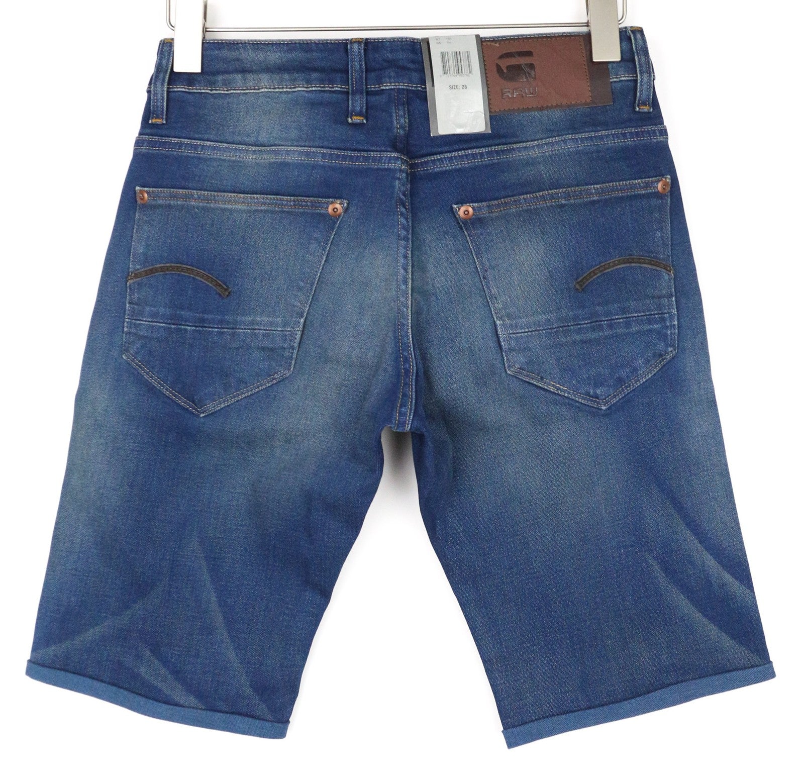 G-STAR Revend Men Shorts W28/L34 Blue Skinny Button-Fly Faded Cotton Stretch