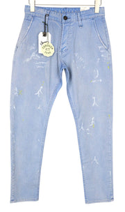 DENHAM Tokyo Men Trousers W28/L32 Light Blue Slim Carrot Chino Painted Stretch