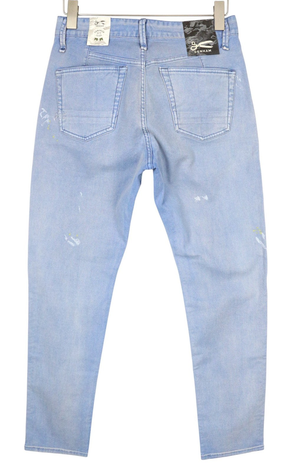 DENHAM Tokyo Men Trousers W28/L32 Light Blue Slim Carrot Chino Painted Stretch