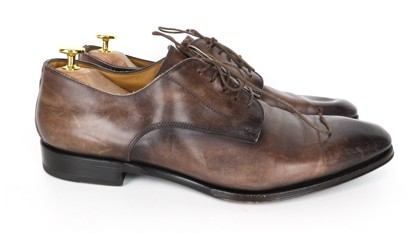 SUITSUPPLY Men Formal Shoes EU43.5 Mid Brown Calf Leather Derby Classic Lace-Up
