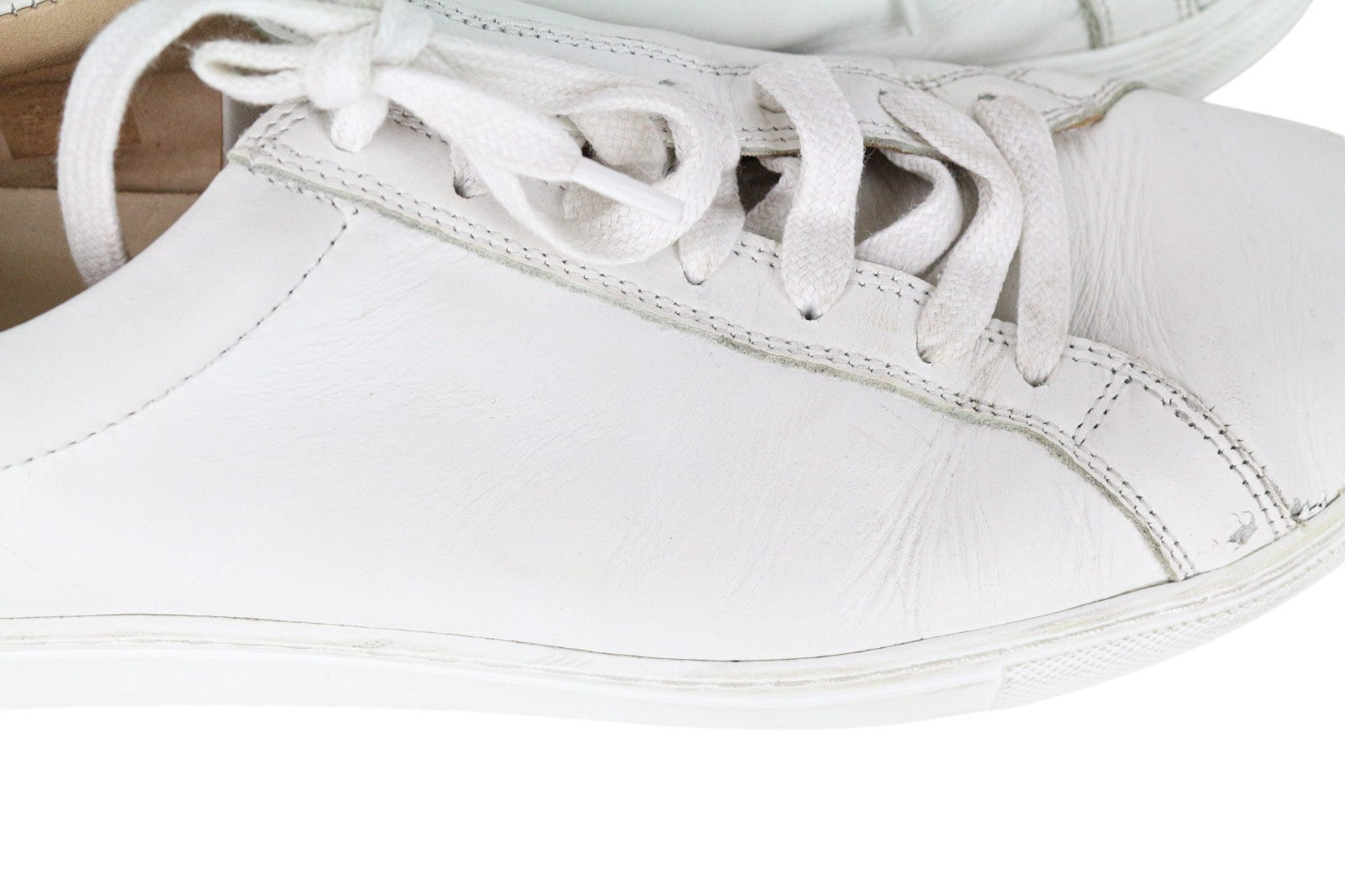 SUITSUPPLY Men Sneakers EU42 Solid White Smart Calf Leather Lace-Up Low-Top