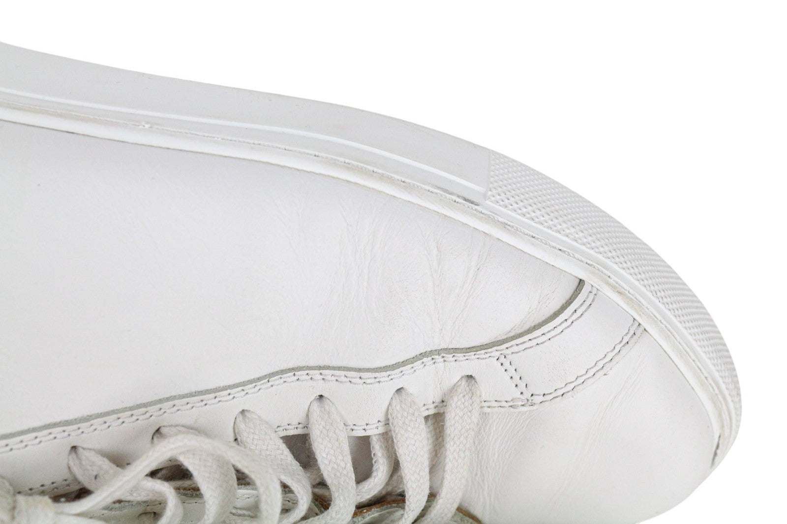 SUITSUPPLY Men Sneakers EU42 Solid White Smart Calf Leather Lace-Up Low-Top