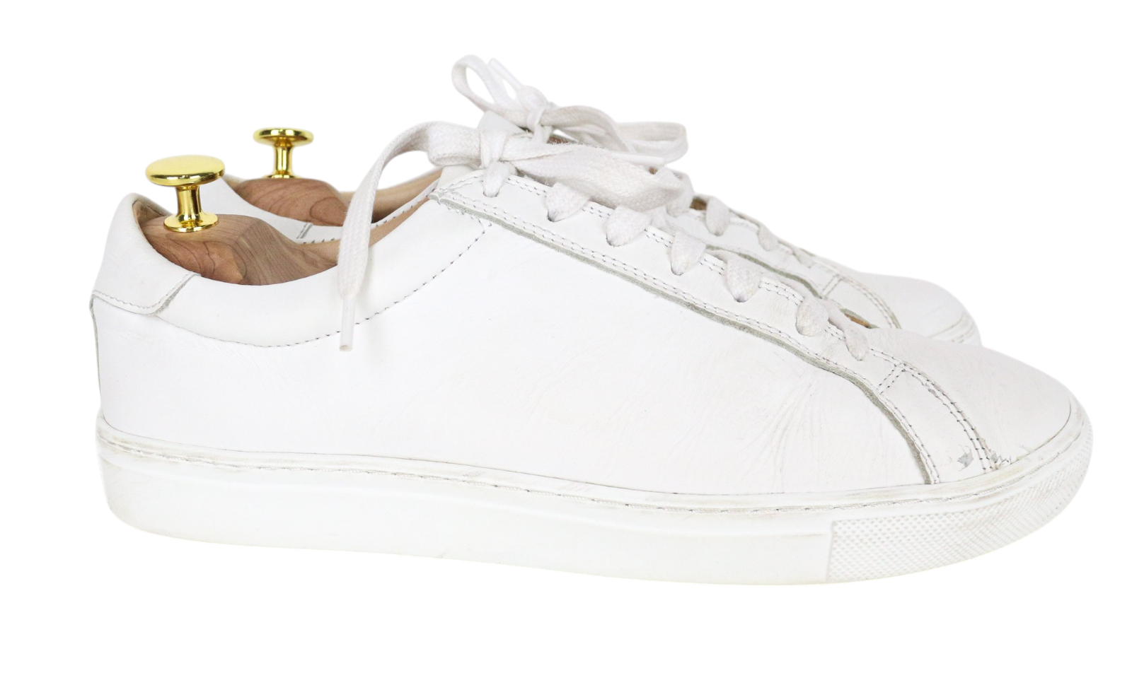 SUITSUPPLY Men Sneakers EU42 Solid White Smart Calf Leather Lace-Up Low-Top