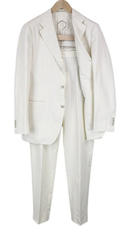 SUITSUPPLY Havana Men Suit UK40R Formal Off-White Slim Pure Cotton 2 Piece