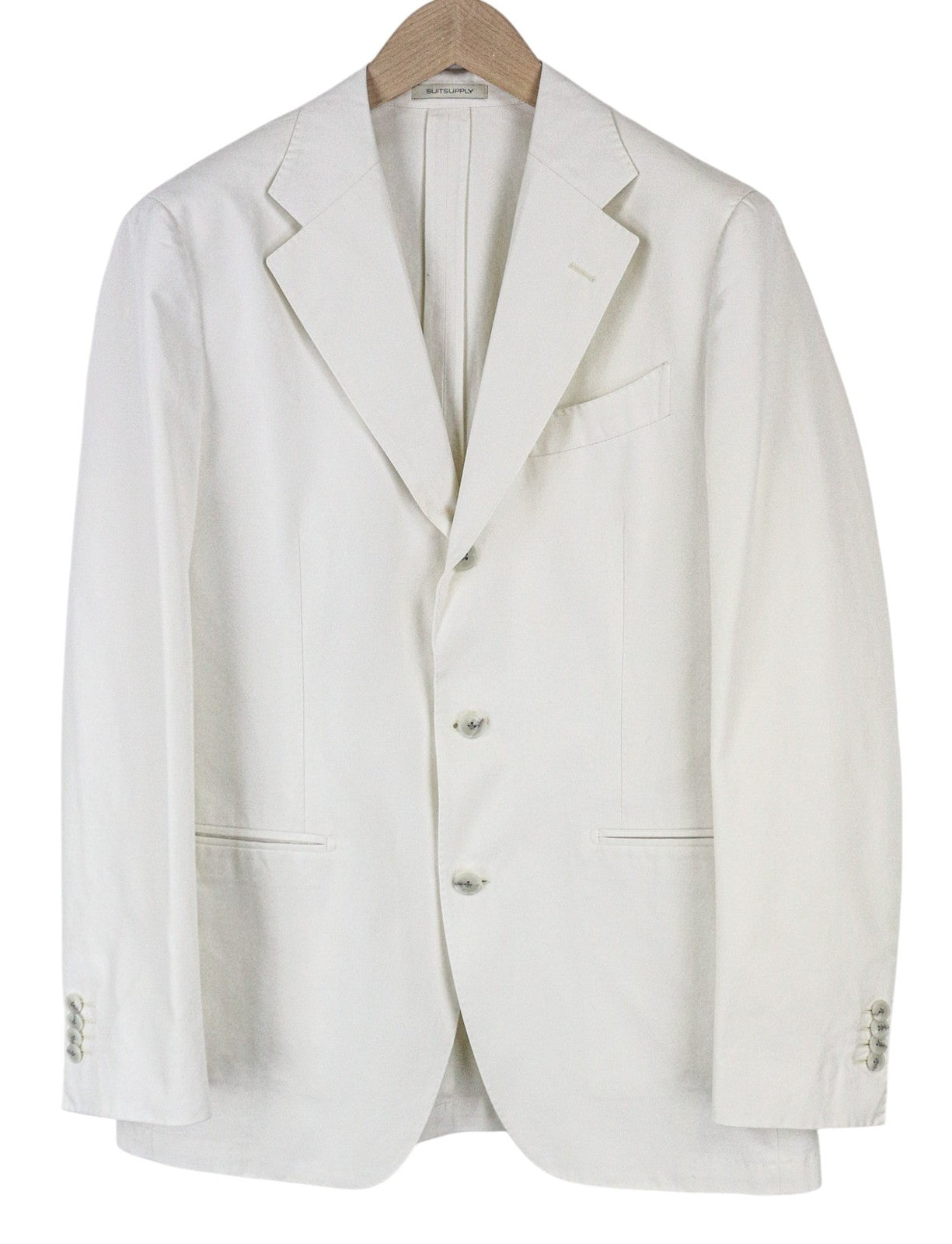 SUITSUPPLY Havana Men Suit UK40R Formal Off-White Slim Pure Cotton 2 Piece