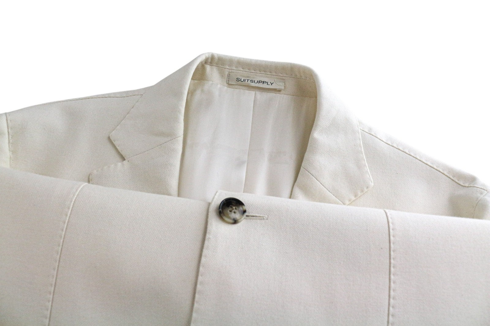 SUITSUPPLY Havana Men Suit UK38R Formal Off-White Slim Pure Cotton 2 Piece