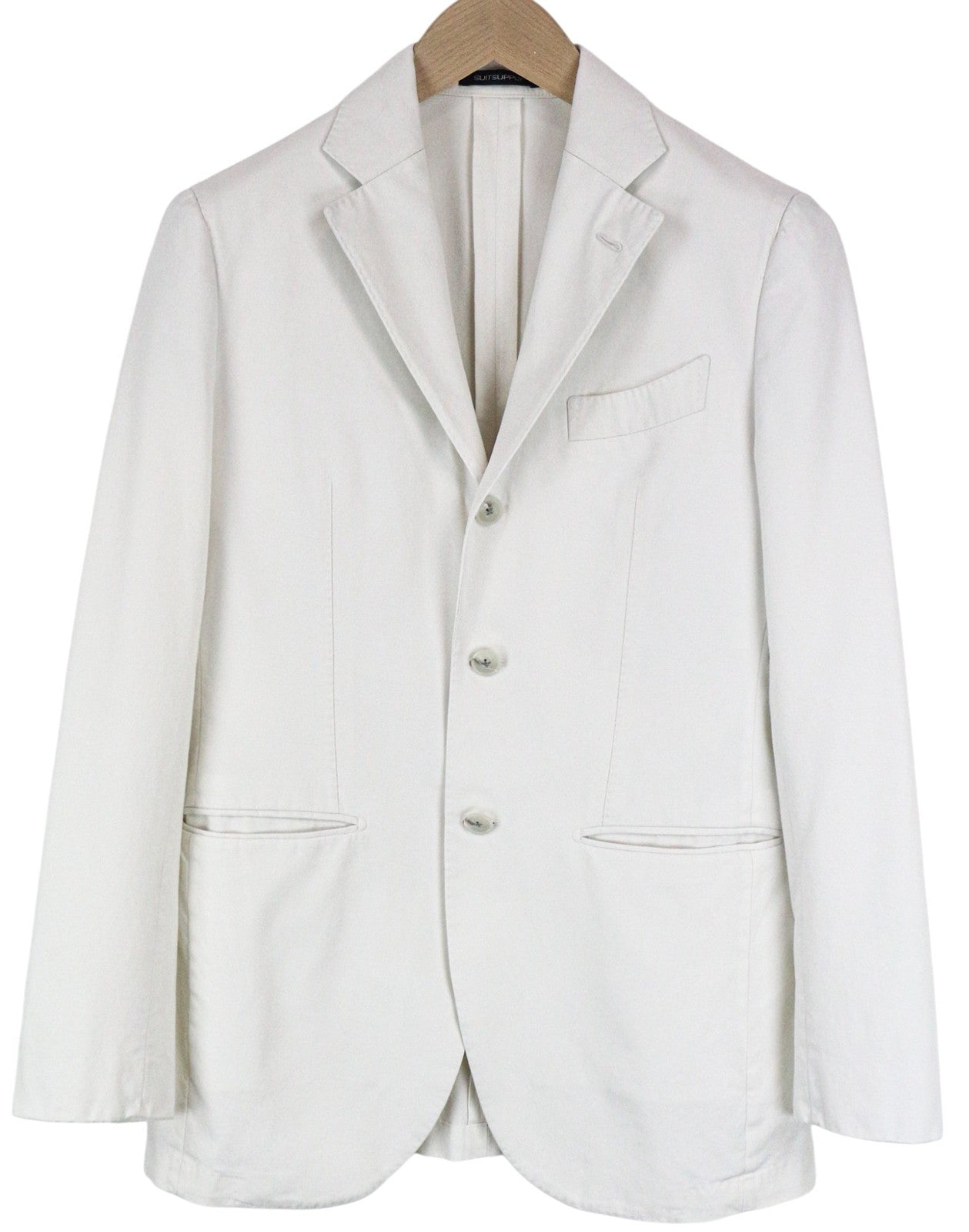 SUITSUPPLY La Spalla Men Suit UK34R White Pure Cotton Single-Breasted 2 Piece