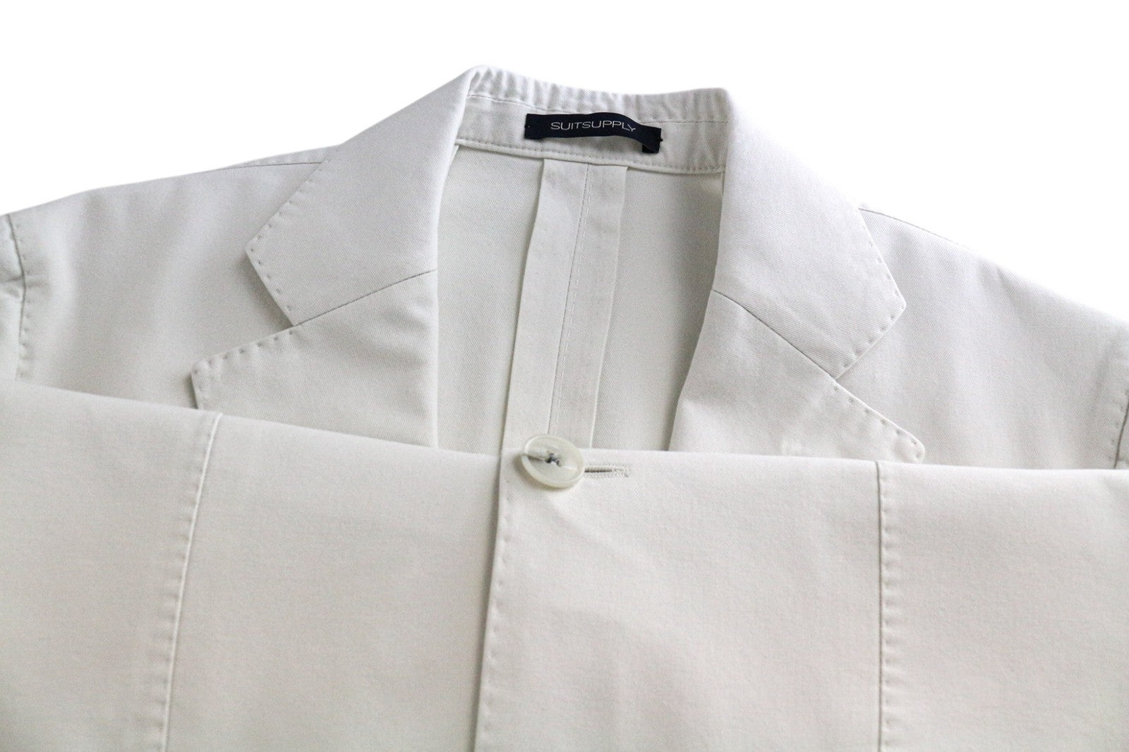 SUITSUPPLY La Spalla Men Suit UK34R White Pure Cotton Single-Breasted 2 Piece