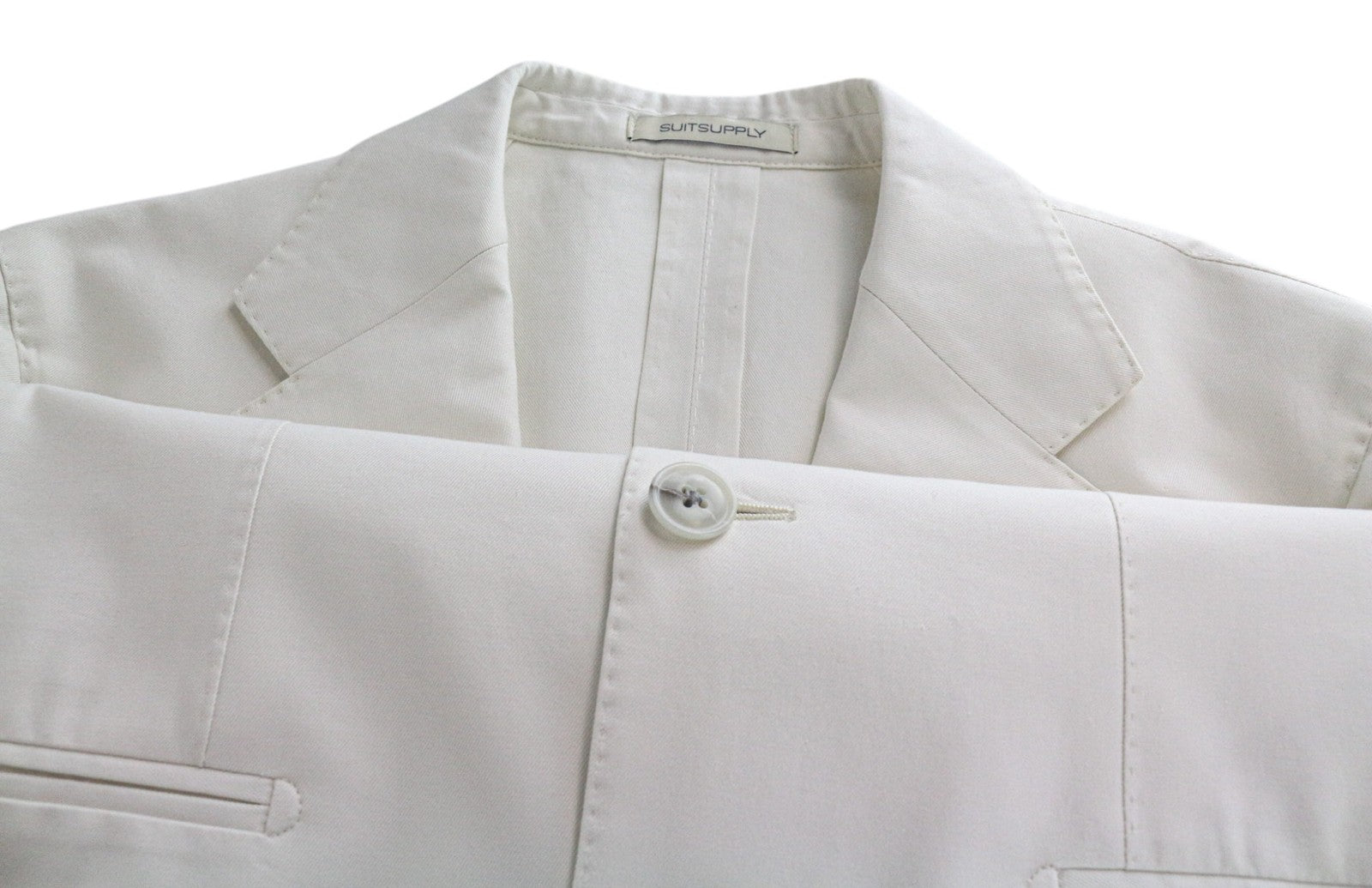 SUITSUPPLY Havana Men Suit UK34R Single-Breasted Off-White Slim Cotton 2 Piece
