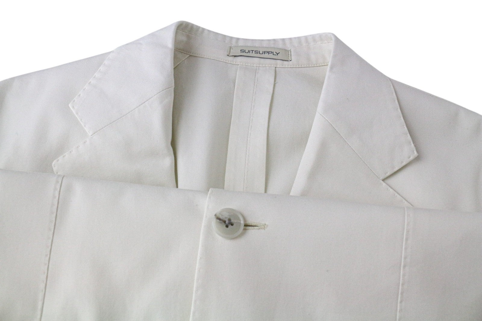 SUITSUPPLY Havana Men Suit UK38R Unlined Off-White Slim Fit Pure Cotton 2 Piece