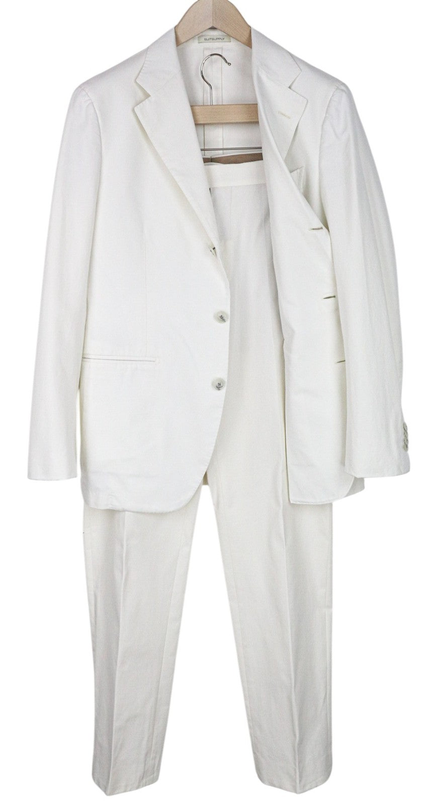 SUITSUPPLY Havana Men Suit UK42R Single-Breasted White Slim Pure Cotton 2 Piece