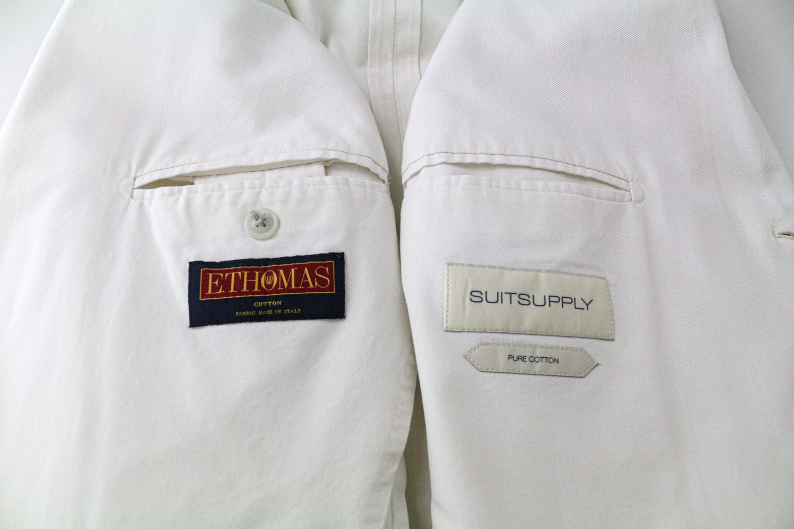 SUITSUPPLY Havana Men Suit UK42R Single-Breasted White Slim Pure Cotton 2 Piece