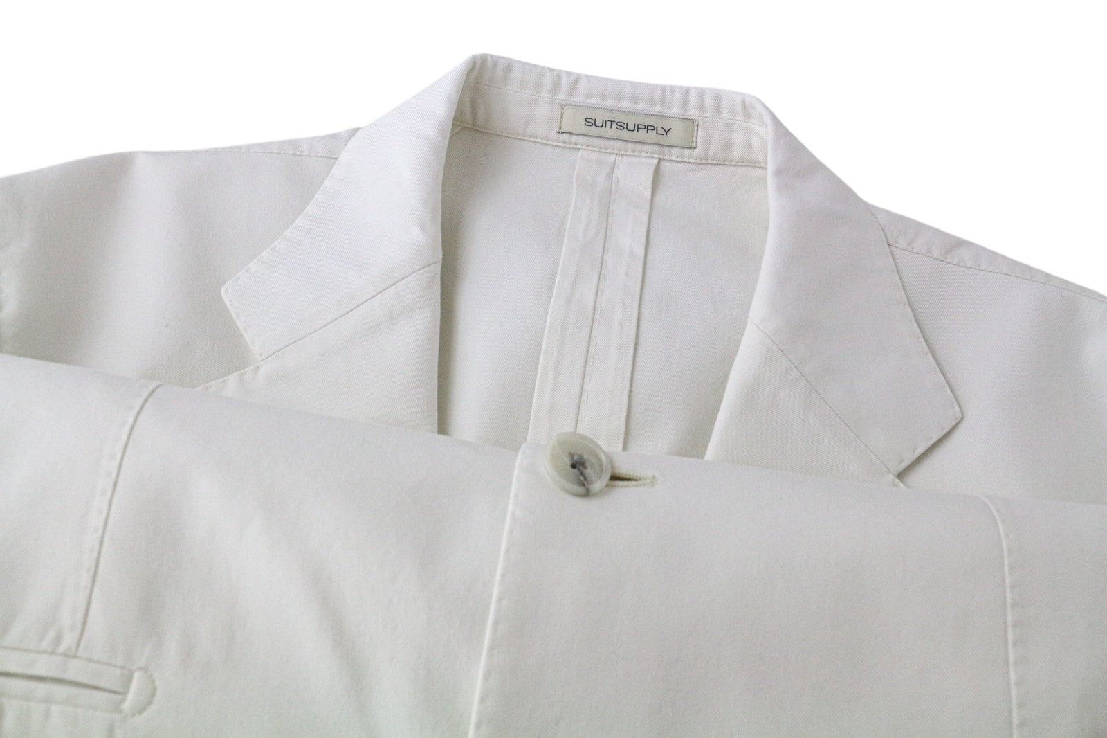 SUITSUPPLY Havana Men Suit UK42R Single-Breasted White Slim Pure Cotton 2 Piece