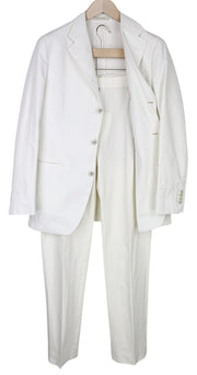 SUITSUPPLY Men Suit M Single-Breasted Unlined Classic Pleated Off-White 2 Piece