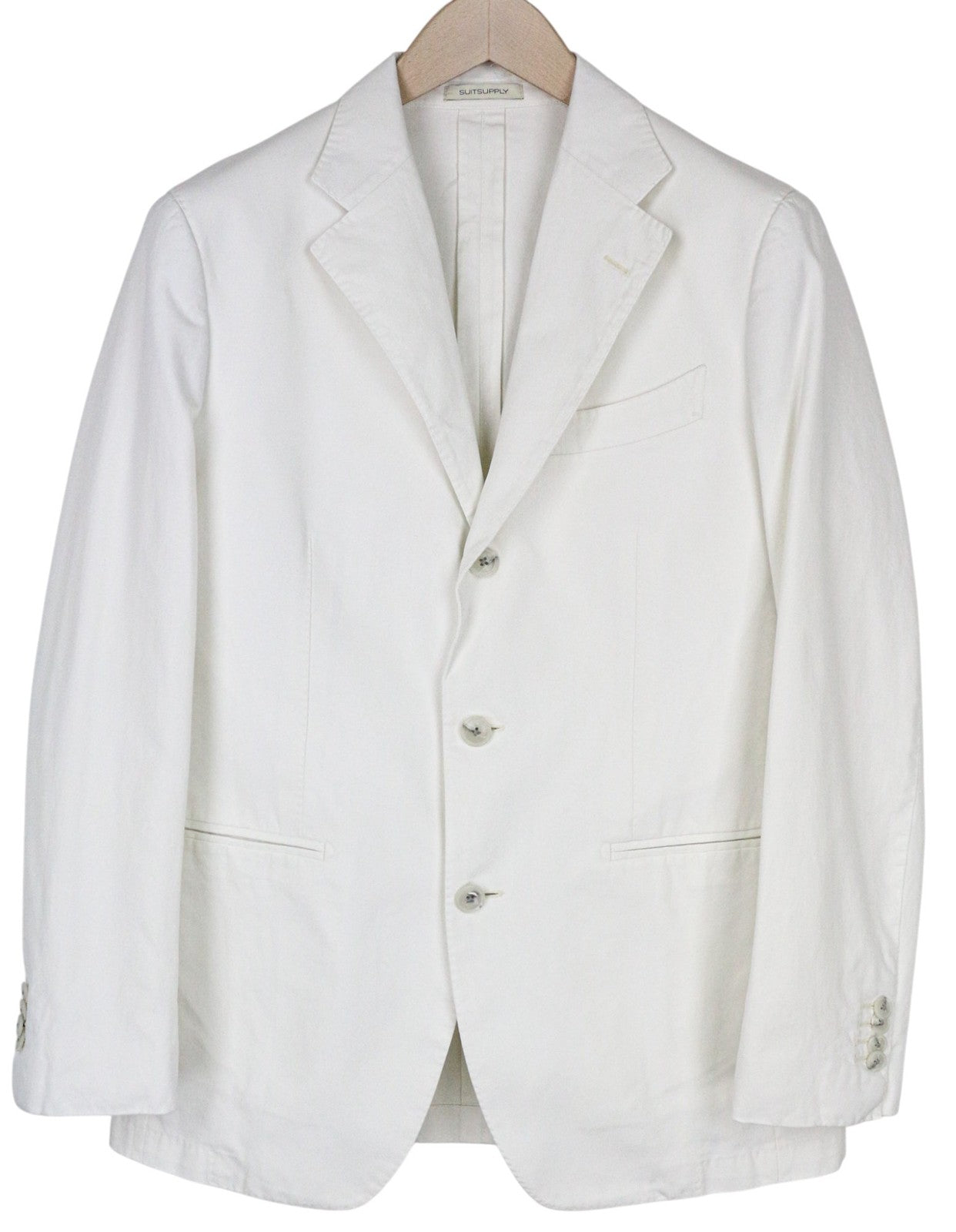 SUITSUPPLY Men Suit M Single-Breasted Unlined Classic Pleated Off-White 2 Piece