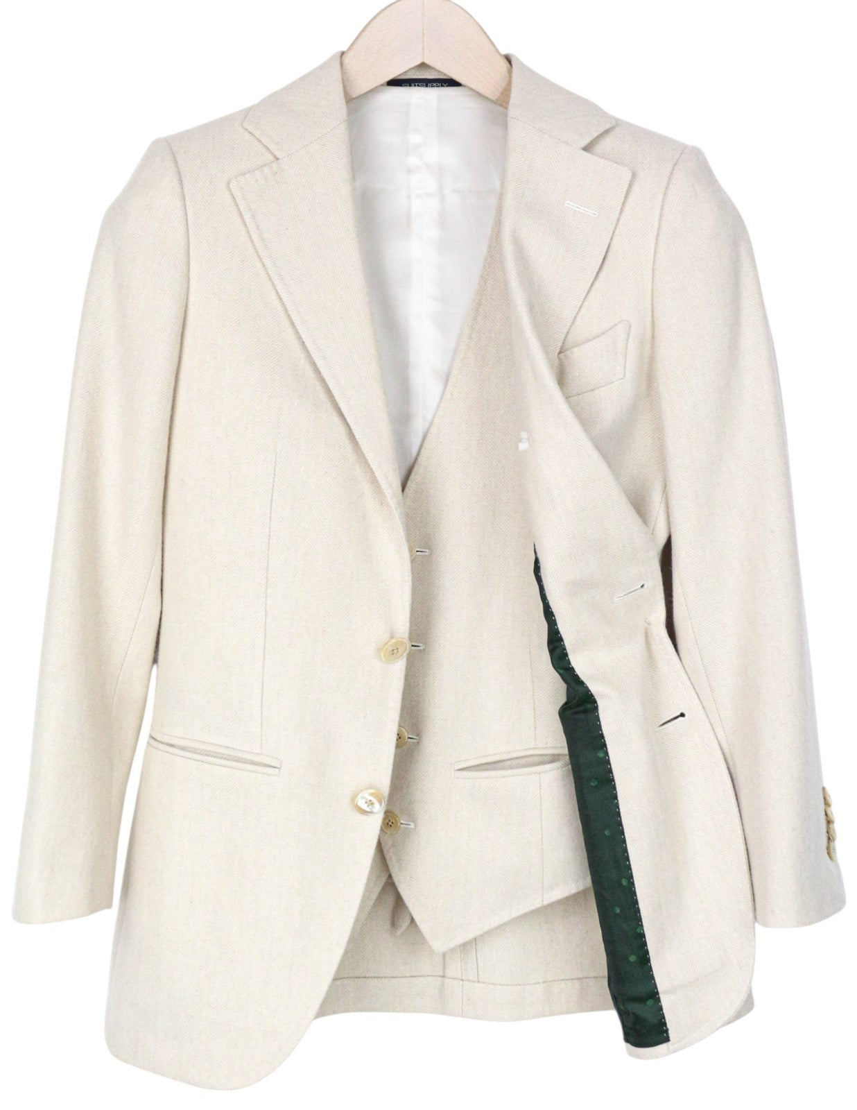SUITSUPPLY La Spalla Men Suit UK30R Beige Wool Cashmere 2 Piece