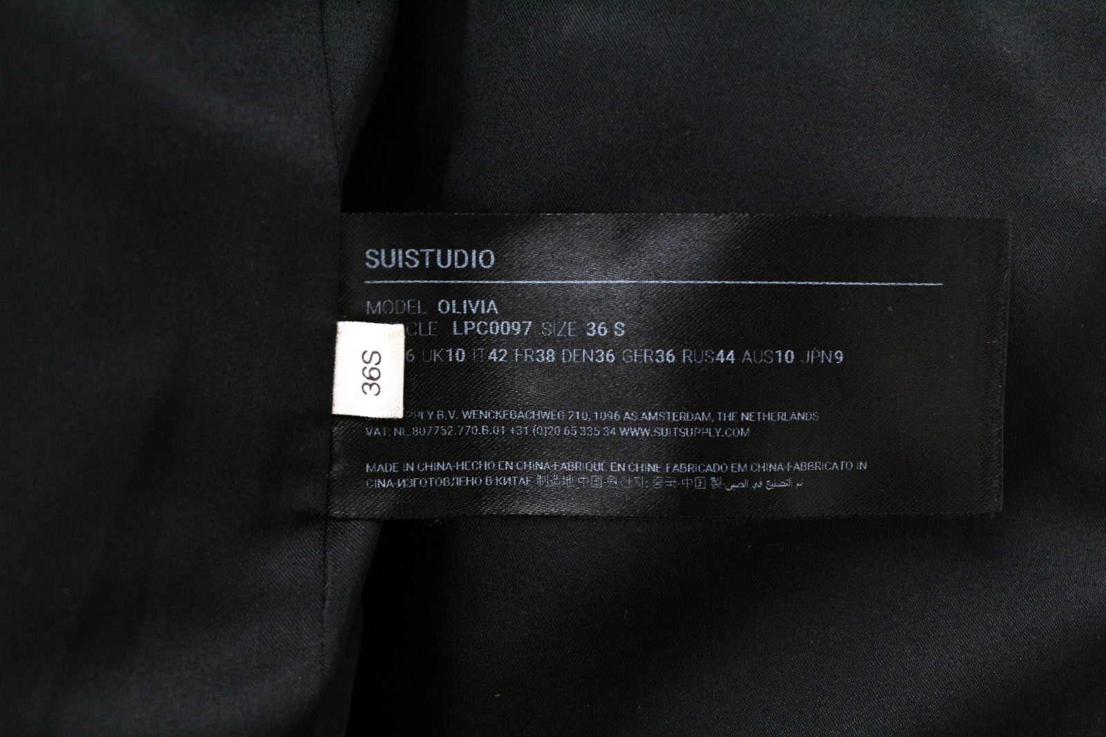 SUITSUPPLY Olivia Women Blazer UK10S Grey Silk Cotton Peak Lapel Classic Lined